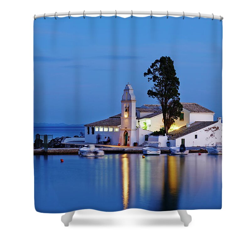 Tranquility Shower Curtain featuring the photograph Greece, Corfu Island, Kanoni, Vlacherna by Tuul & Bruno Morandi