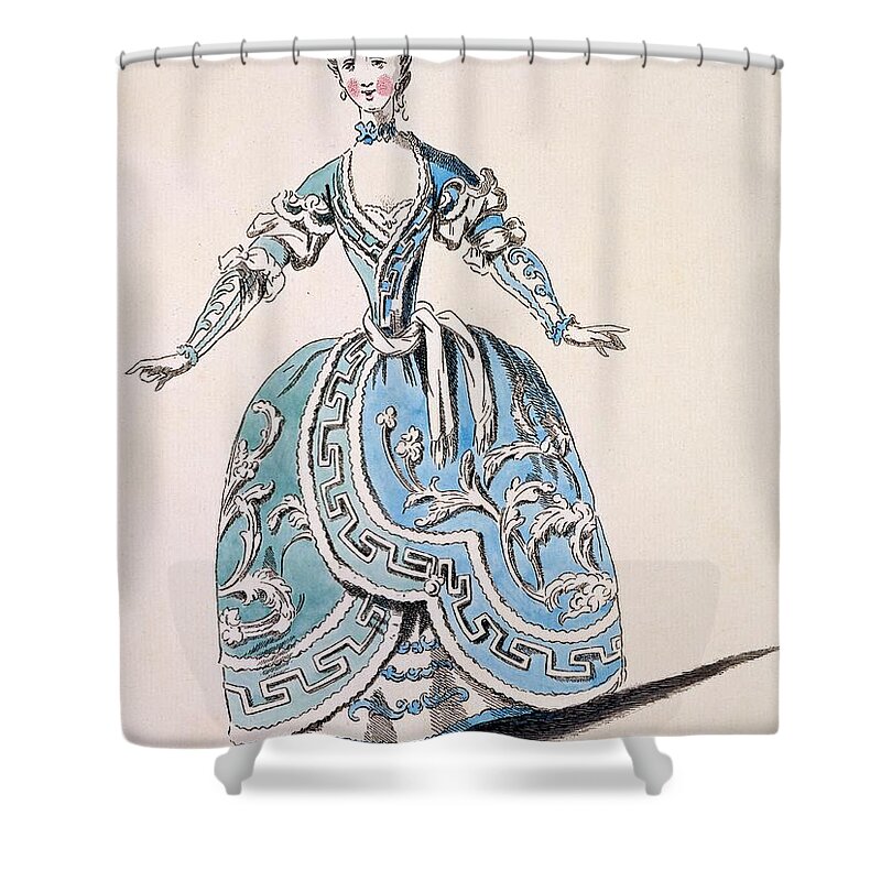 Greek Costume Shower Curtain featuring the drawing Greek Costume For The Chorus by French School