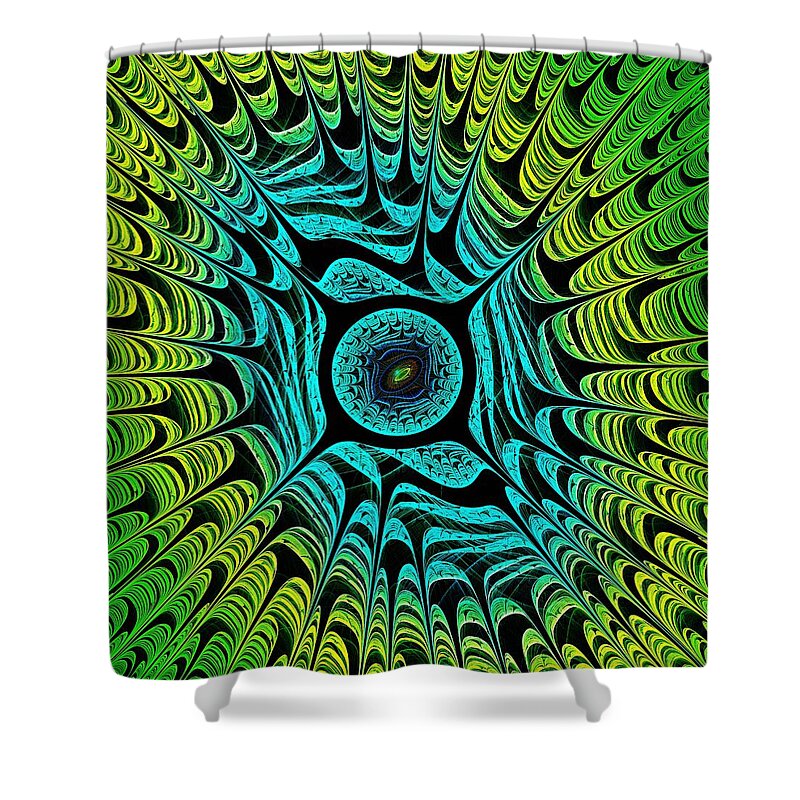 Computer Shower Curtain featuring the digital art Green Dragon Eye by Anastasiya Malakhova
