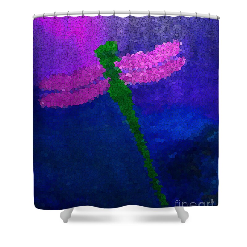 Dragonfly Shower Curtain featuring the painting Green Dragonfly by Anita Lewis