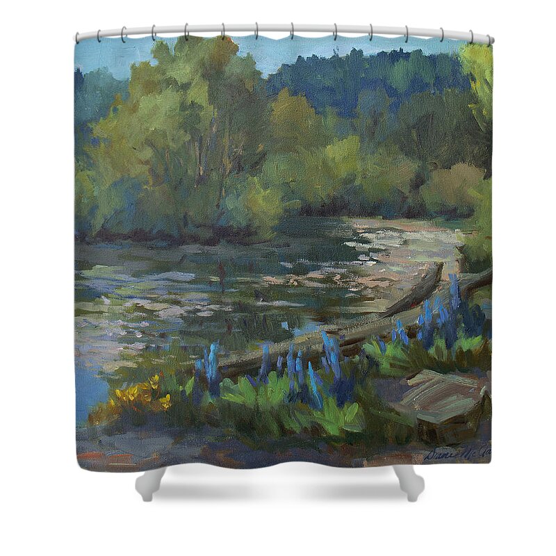 Green Harmony Shower Curtain featuring the painting Green Harmony by Diane McClary
