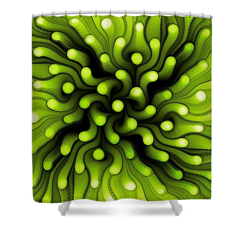 Malakhova Shower Curtain featuring the digital art Green Sea Anemone by Anastasiya Malakhova