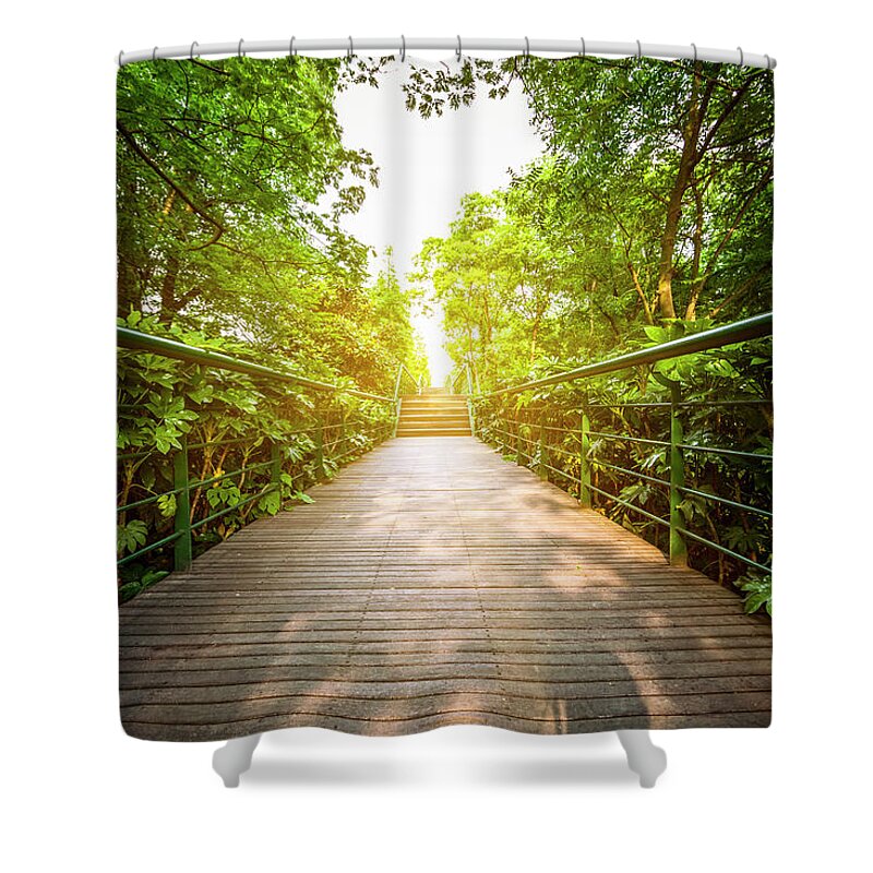 Curve Shower Curtain featuring the photograph Green Walkway by Chinaface