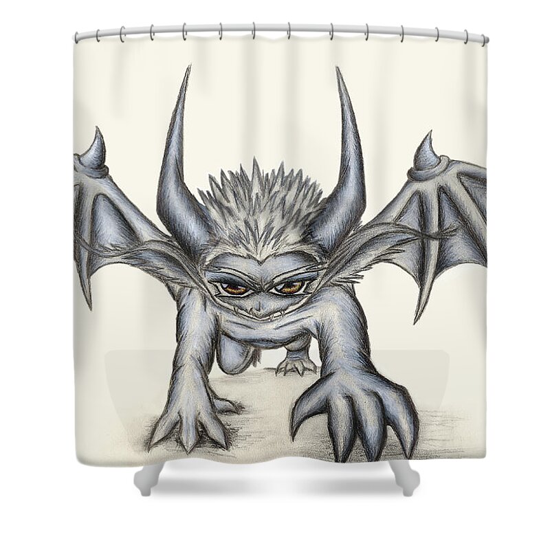 Demon Shower Curtain featuring the painting Grevil by Shawn Dall
