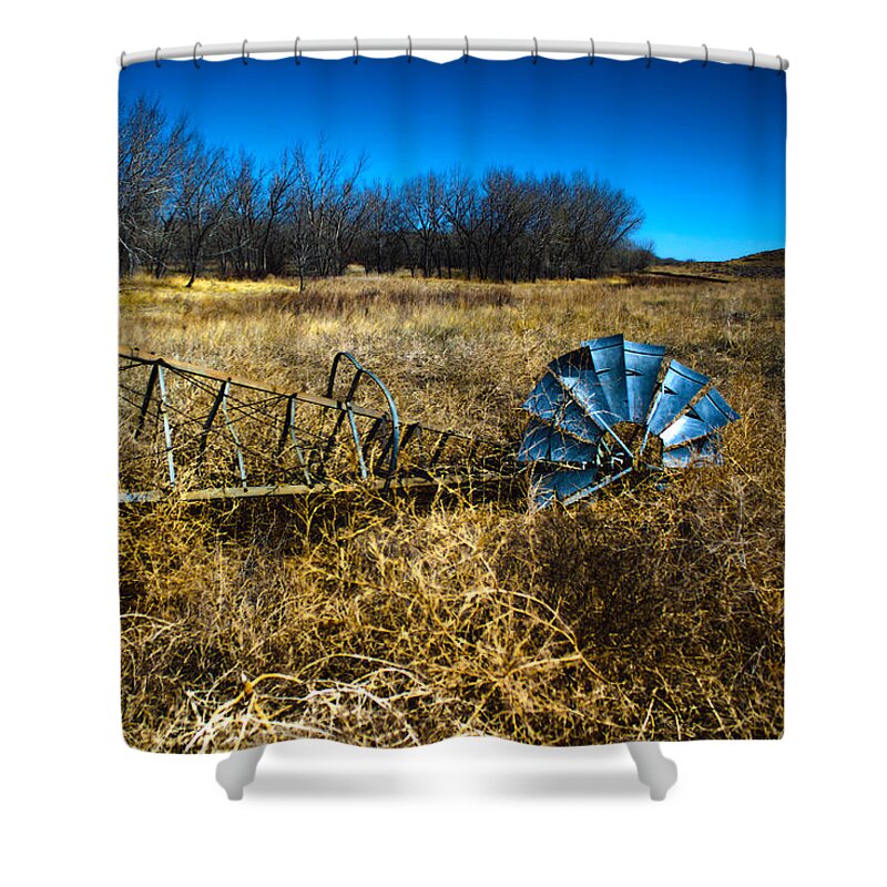 Windmill Shower Curtain featuring the photograph Grounded-HDR by Shane Bechler