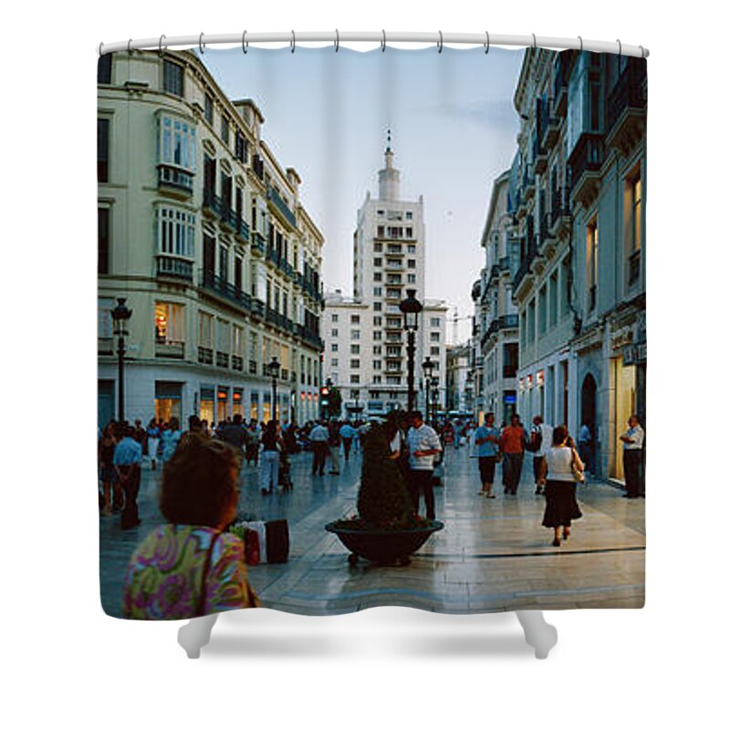 Photography Shower Curtain featuring the photograph Group Of People Walking On A Street by Panoramic Images