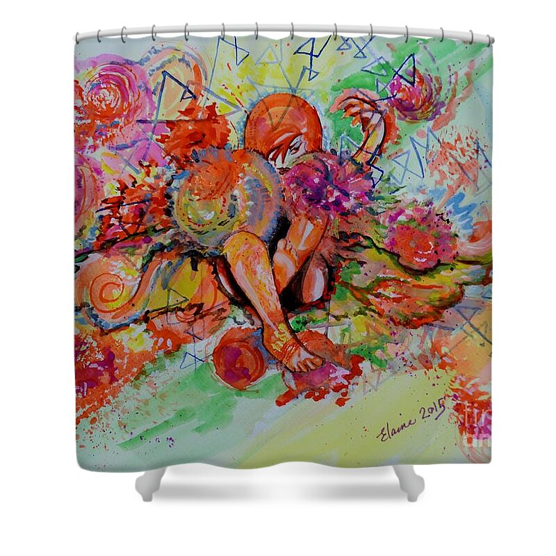 Watercolor Shower Curtain featuring the painting Grrrr by Elaine Berger
