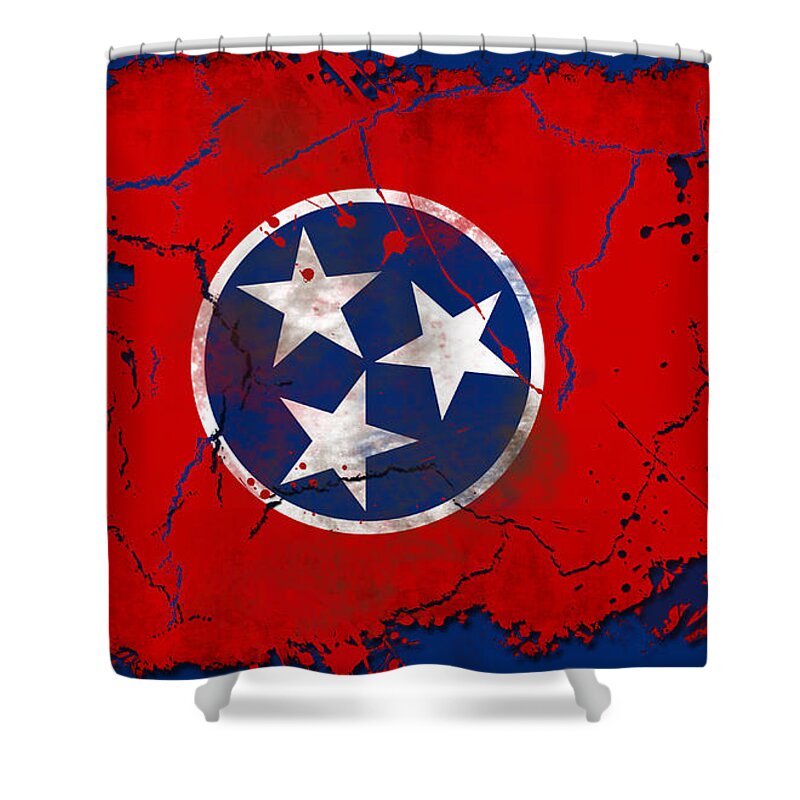 Tennessee Shower Curtain featuring the digital art Grunge Style Tennessee Flag by David G Paul