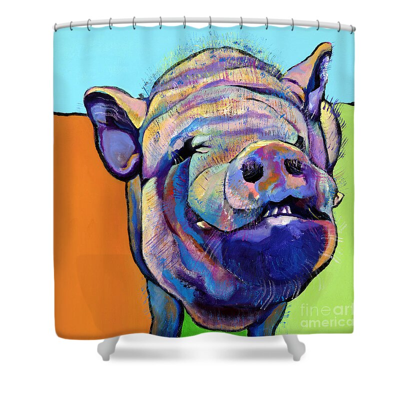 Pat Saunders-white Canvas Prints Shower Curtain featuring the painting Grunt  by Pat Saunders-White