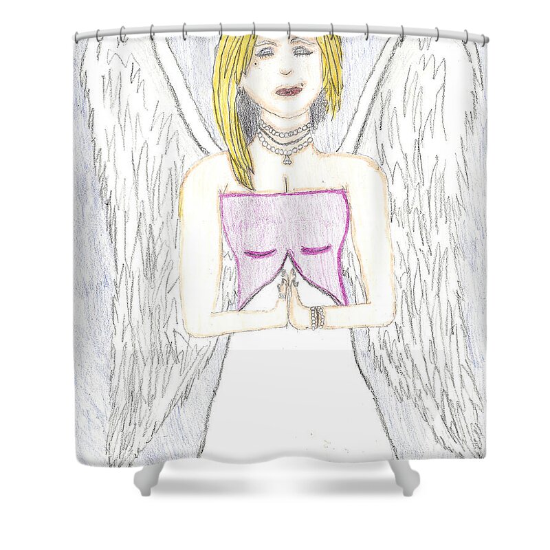 Painting Shower Curtain featuring the drawing Guardian Angel by Marissa McAlister