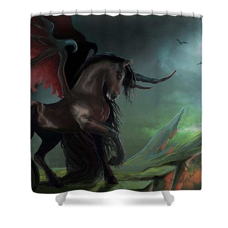Fantasy Shower Curtain featuring the digital art Guardians by Kate Black