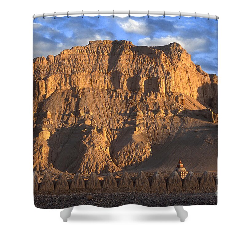 Asia Shower Curtain featuring the photograph Guge Style Chortens Tibet by Craig Lovell