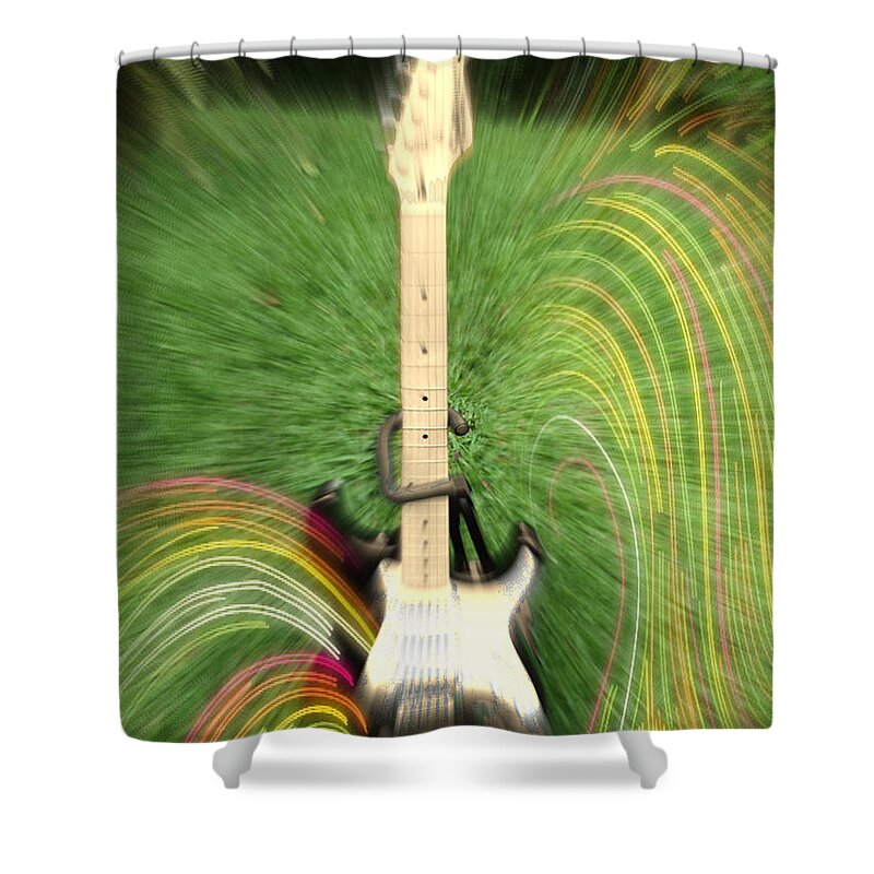 Guitar Shower Curtain featuring the photograph Guitar Flash by Alice Terrill