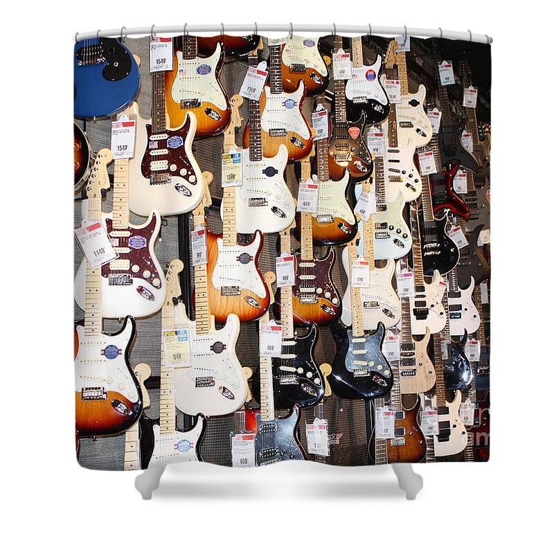 Guitar Wall Of Fame Shower Curtain featuring the photograph Guitar Wall of Fame by John Telfer