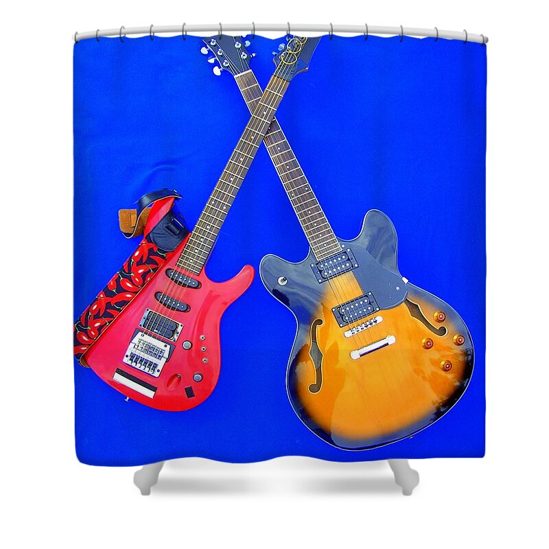 Electric Shower Curtain featuring the photograph Double Heaven - Guitars at Rest by Steve Kearns