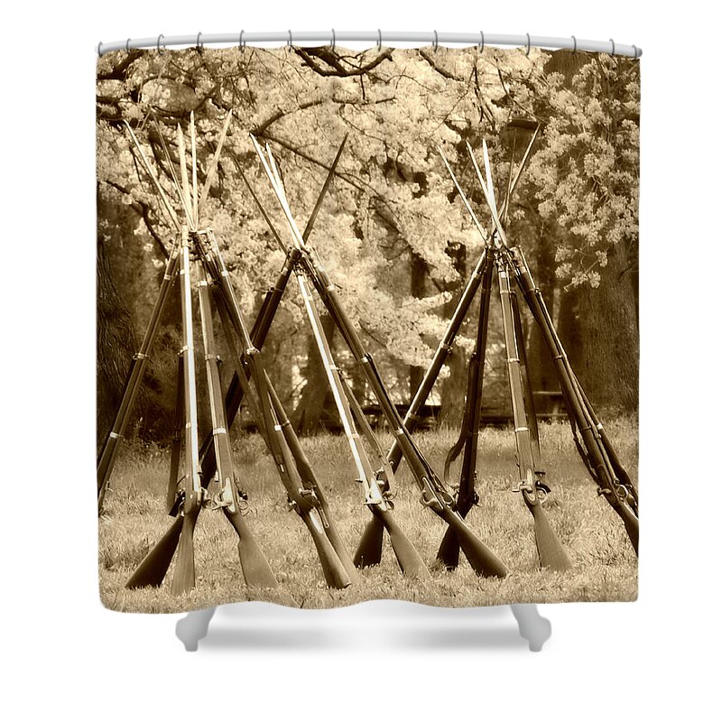 Guns Shower Curtain featuring the photograph Guns by Alice Gipson
