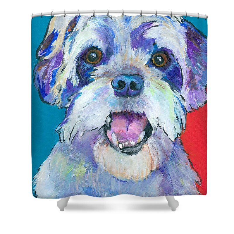 Custom Pet Portraits Shower Curtain featuring the painting Gus by Pat Saunders-White