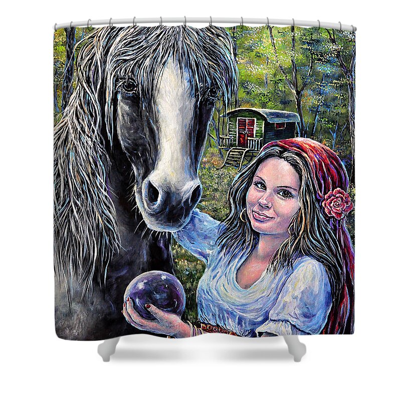Gypsy Shower Curtain featuring the painting Gypsies by Gail Butler