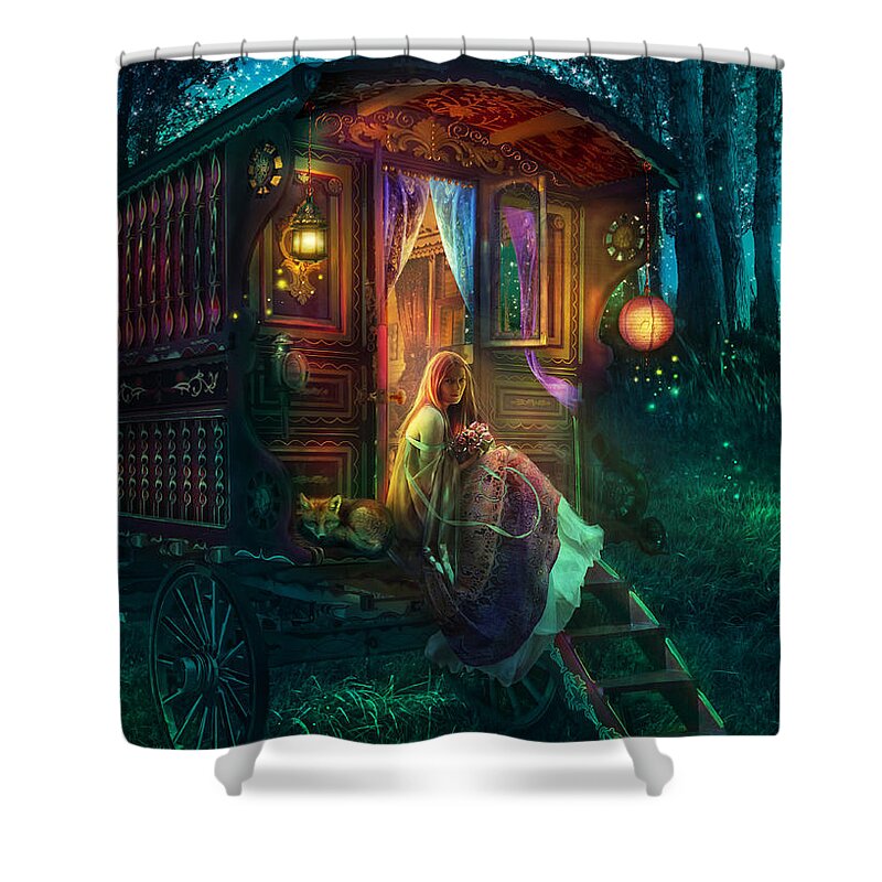 Gypsy Shower Curtain featuring the photograph Gypsy Firefly by MGL Meiklejohn Graphics Licensing