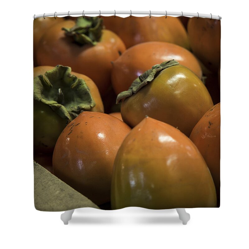 Persimmons Shower Curtain featuring the photograph Hachiya Persimmons by Caitlyn Grasso