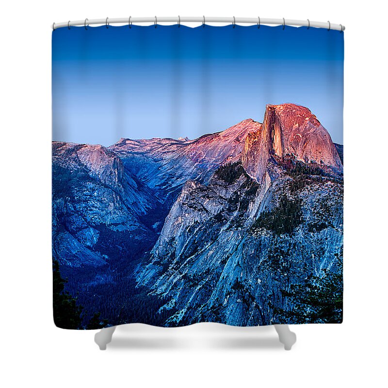 California Shower Curtain featuring the photograph Half Dome Twilight by Peter Tellone