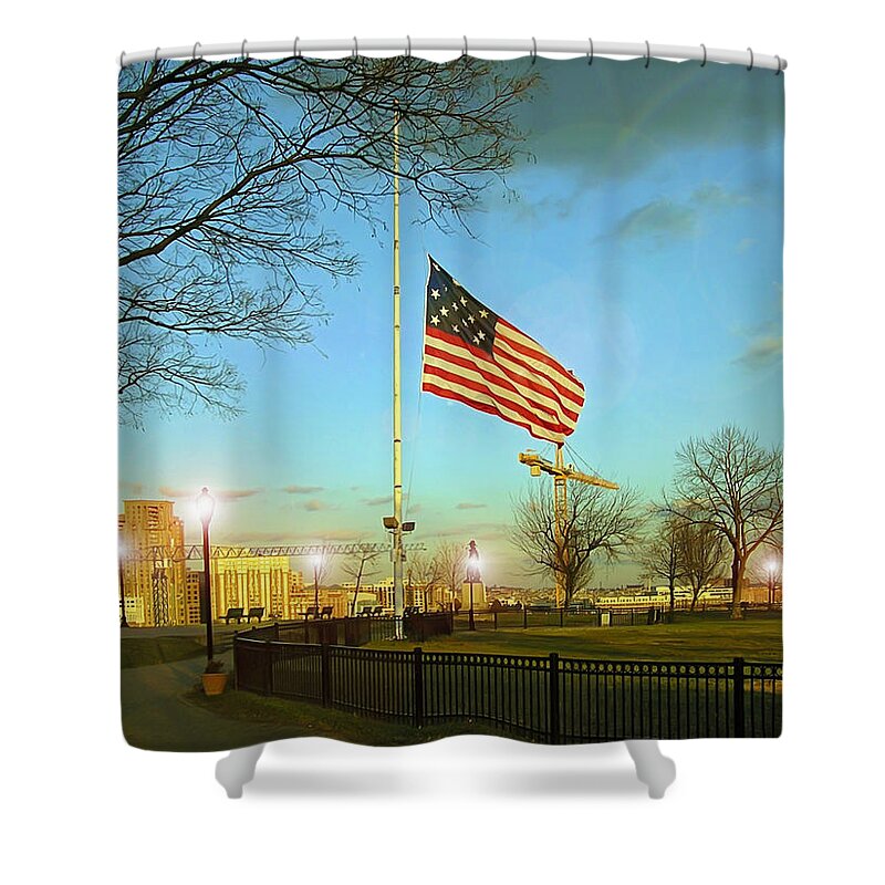 2d Shower Curtain featuring the photograph Half Mast by Brian Wallace