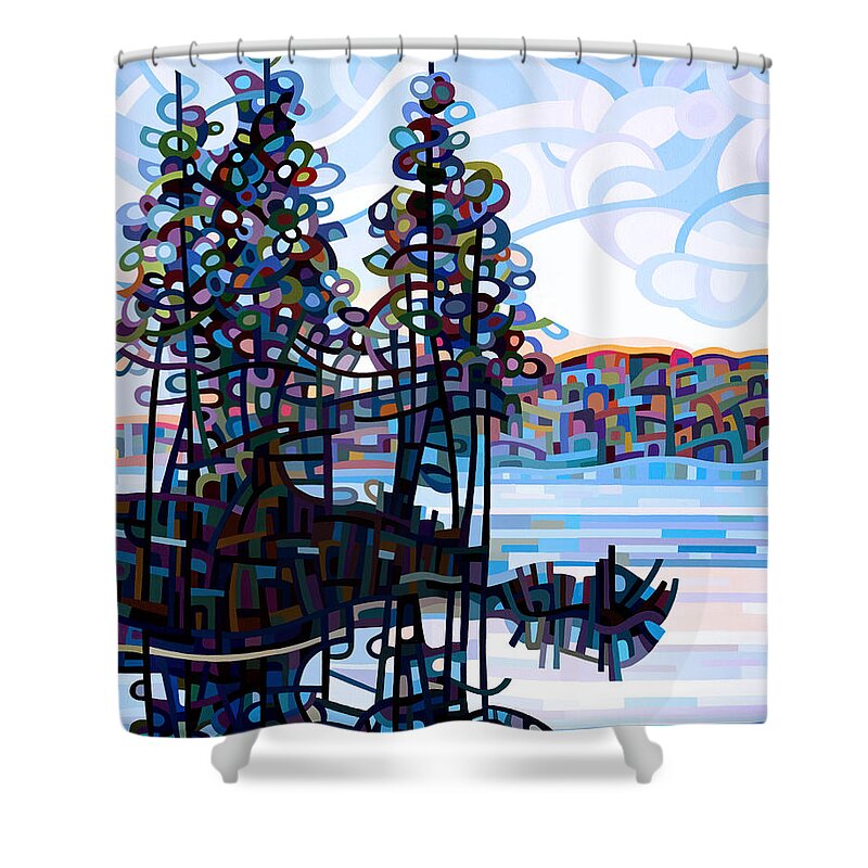Art Shower Curtain featuring the painting Haliburton Morning by Mandy Budan