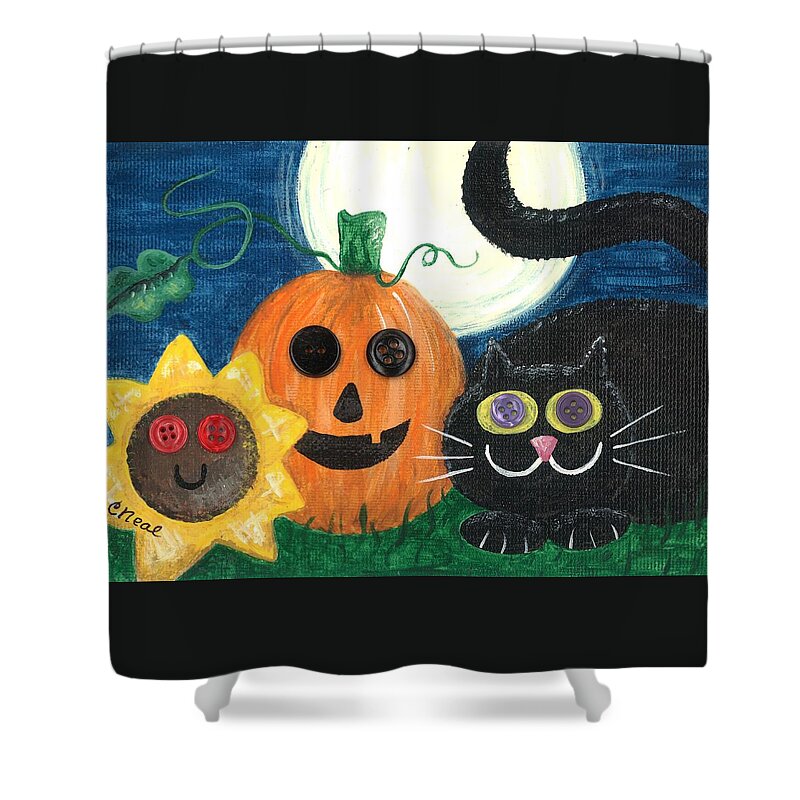 Halloween Shower Curtain featuring the mixed media Halloween Fun by Carol Neal