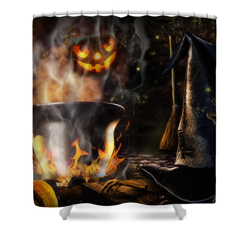 Halloween Shower Curtain featuring the digital art Halloween' spirit by Alessandro Della Pietra