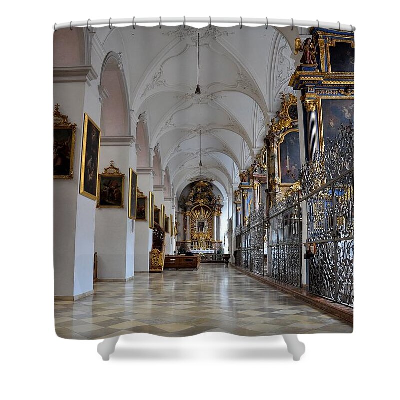 Munich Shower Curtain featuring the photograph Hallway of a church Munich Germany by Imran Ahmed