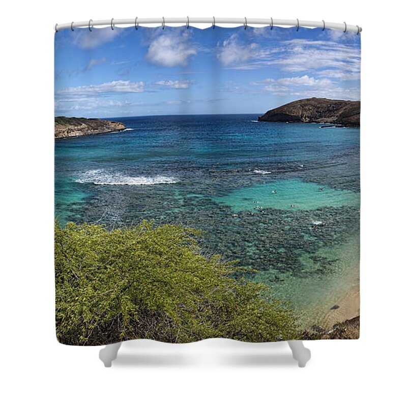 Beach Shower Curtain featuring the photograph Hanauma Bay Panorama by David Smith