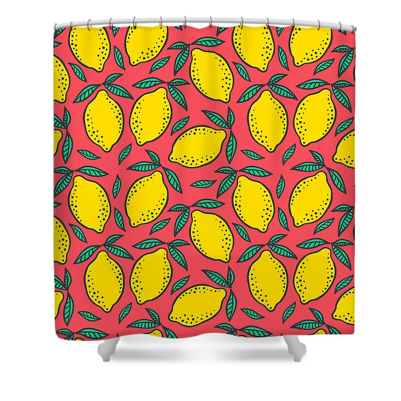 Art Shower Curtain featuring the digital art Hand Drawn Colorful Seamless Pattern Of by Ekaterina Bedoeva