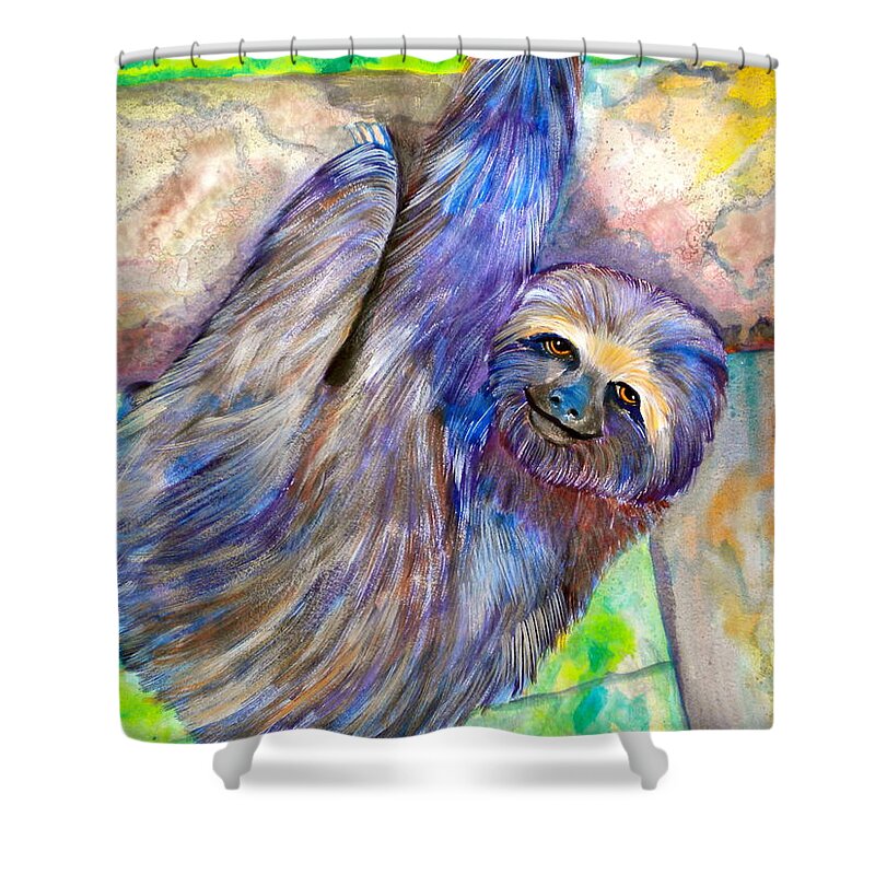 Hang In There Shower Curtain featuring the painting Hang in There by Debi Starr