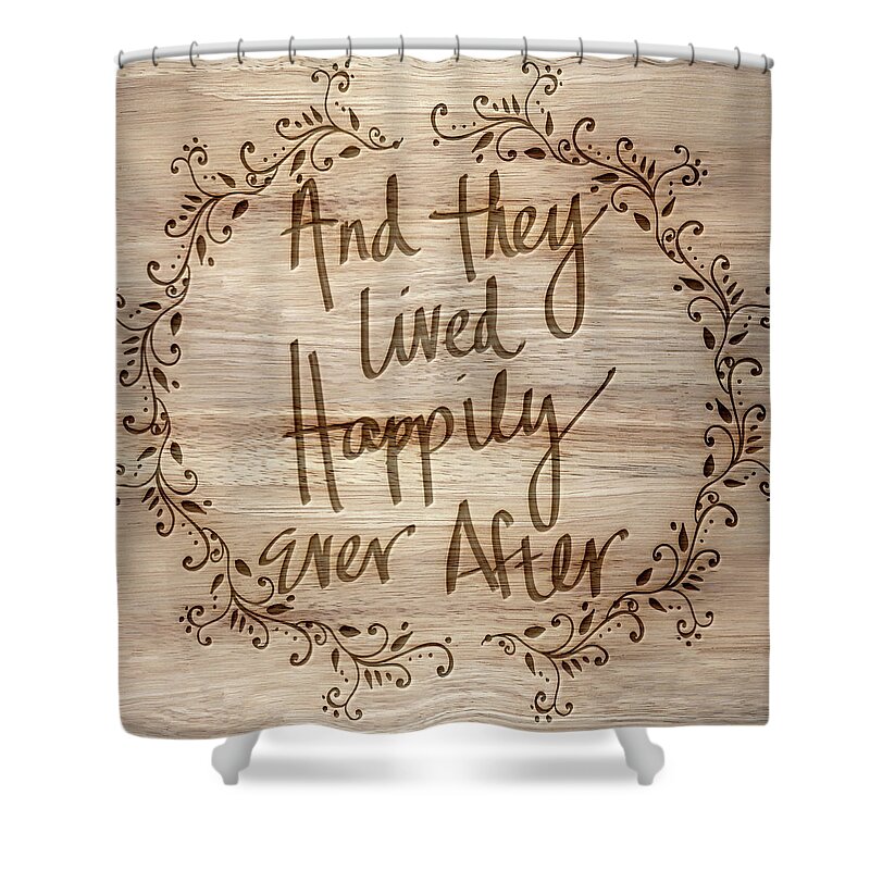Happily Shower Curtain featuring the mixed media Happily Ever After by South Social Studio