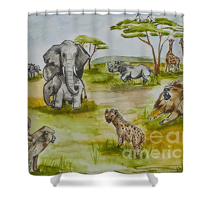 Africa Shower Curtain featuring the painting Happy Africa by Janis Lee Colon