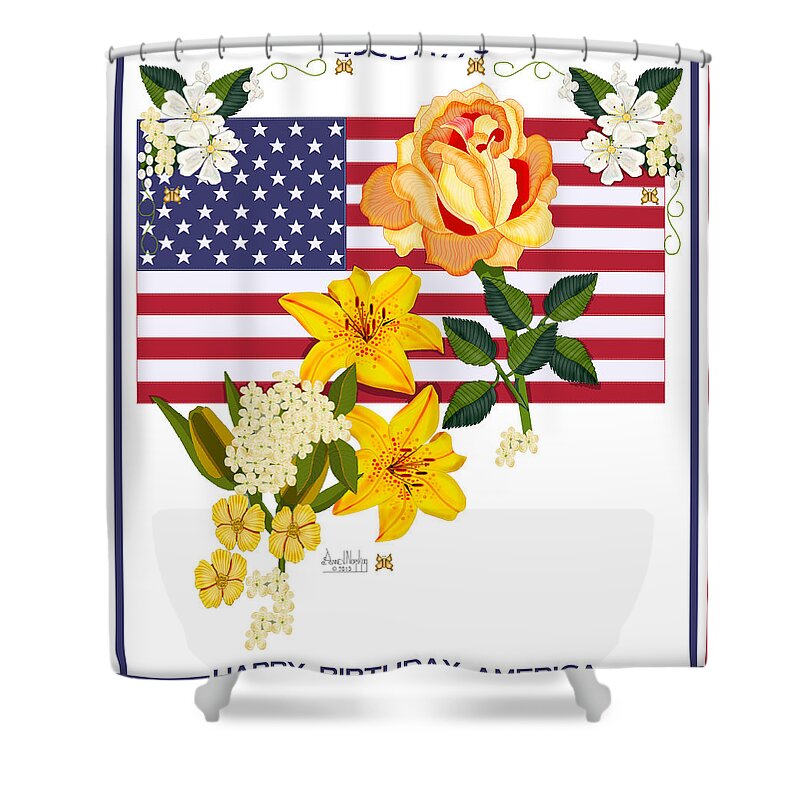 Old Glory Shower Curtain featuring the painting Happy Birthday America 2013 by Anne Norskog