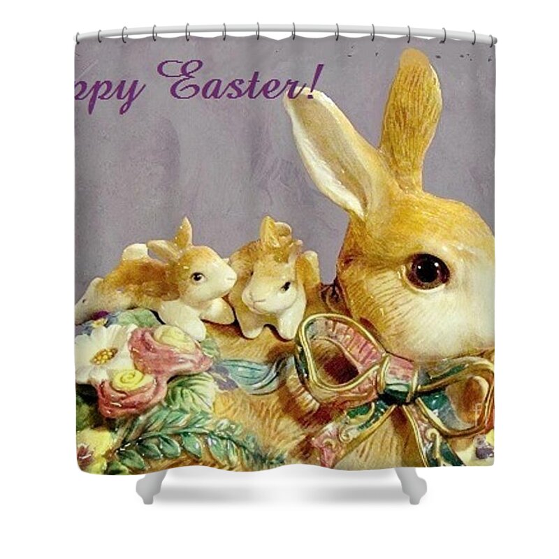 Bunny Shower Curtain featuring the photograph Happy Easter by Janette Boyd