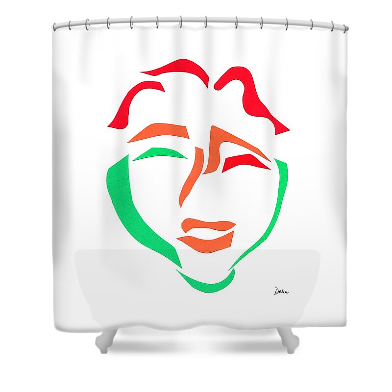 Face Shower Curtain featuring the mixed media Happy Face by Delin Colon