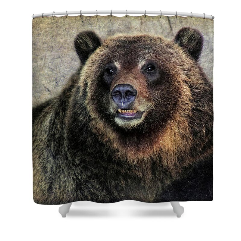 Grizzly Bears Shower Curtain featuring the photograph Happy Grizzly Bear by Elaine Malott