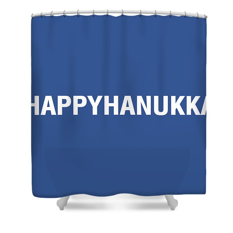 Hanukkah Shower Curtain featuring the mixed media Happy Hanukkah Hastag by Linda Woods