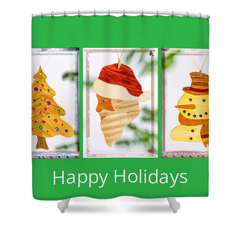 Christmas Shower Curtain featuring the photograph Happy Holidays Art Message by Jo Ann Tomaselli