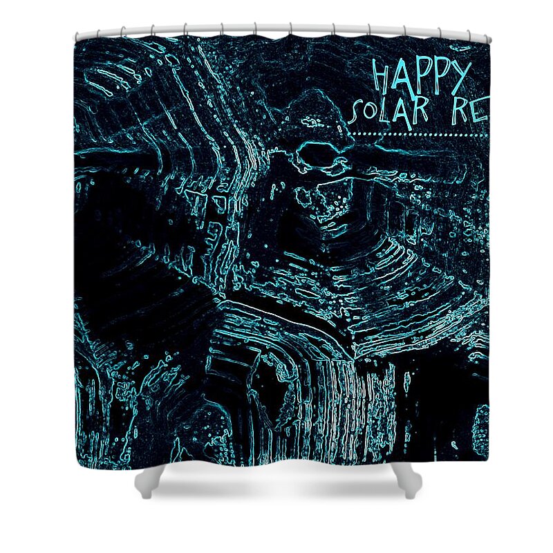 Tortoise Shell Design Shower Curtain featuring the digital art Happy Solar Return Turquoise by Cleaster Cotton