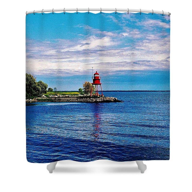 Harbor Light Shower Curtain featuring the photograph Harbor Light by Daniel Thompson