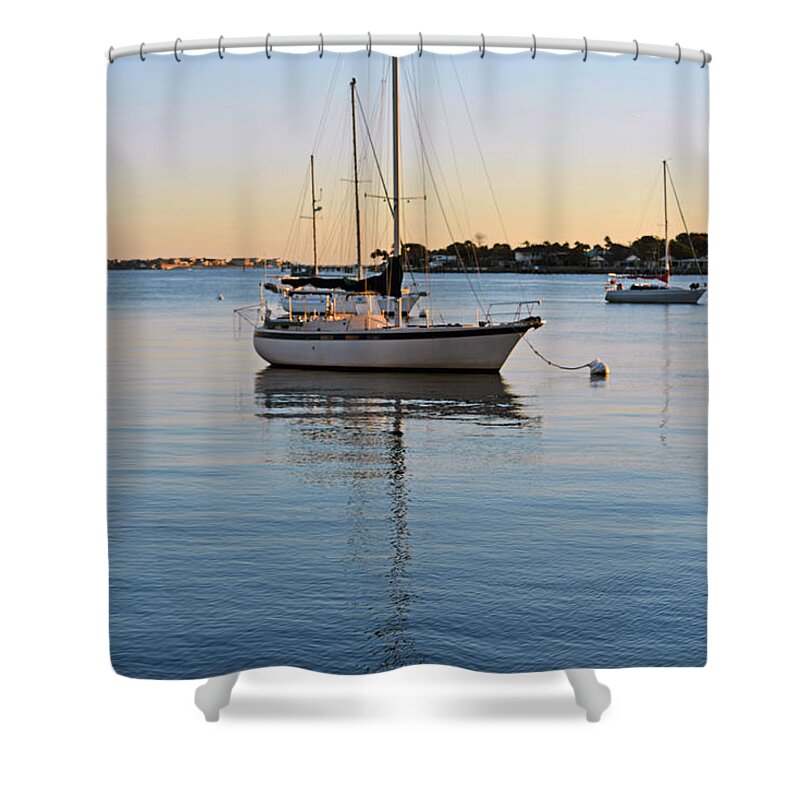 Sail Boat Shower Curtain featuring the photograph Harbor Sunrise by Anthony Baatz