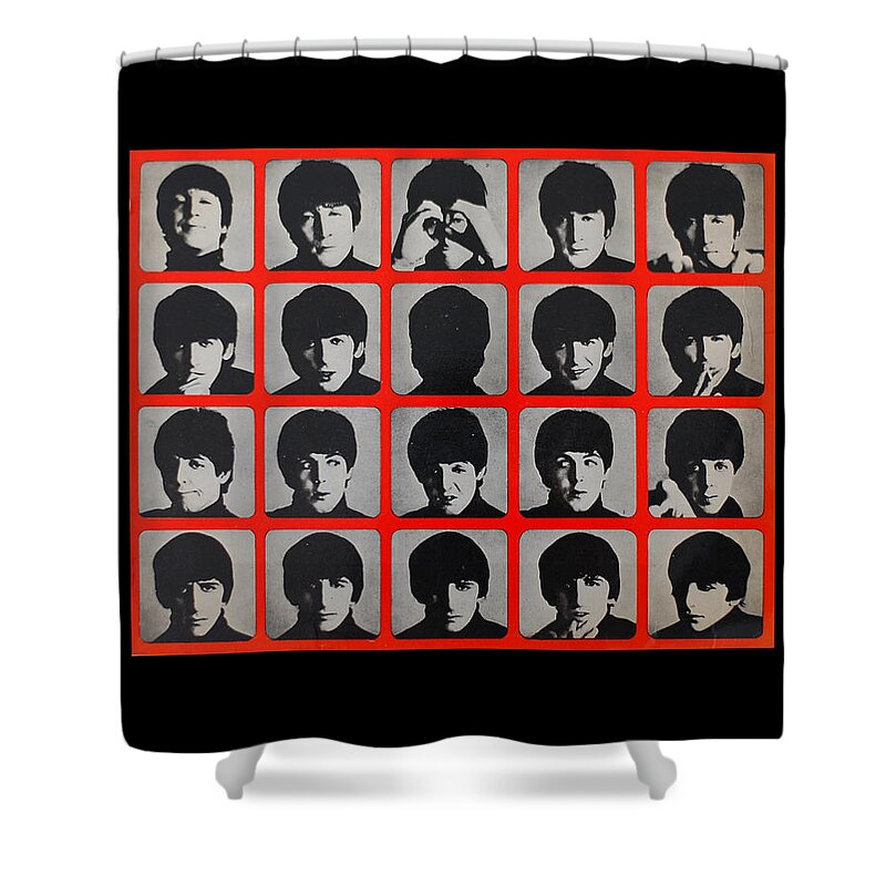 Beatles Shower Curtain featuring the mixed media Hard days night by Gina Dsgn