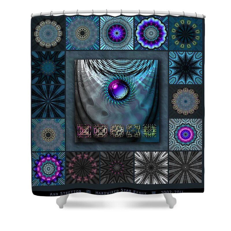 Blue Shower Curtain featuring the digital art Hardwired Star Redux by Ann Stretton