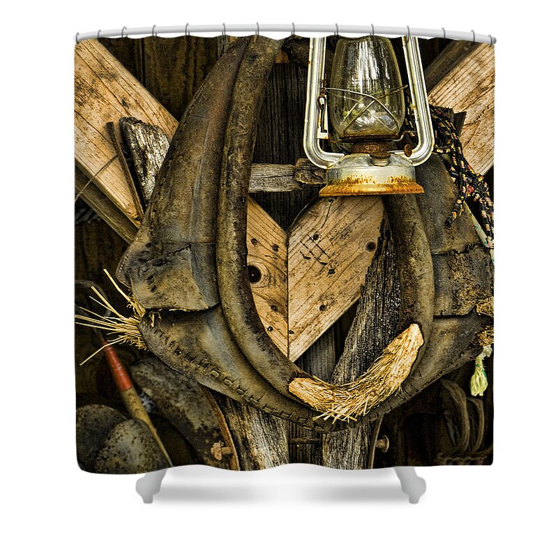 Harness Shower Curtain featuring the photograph Harness and Lantern by Ron Roberts
