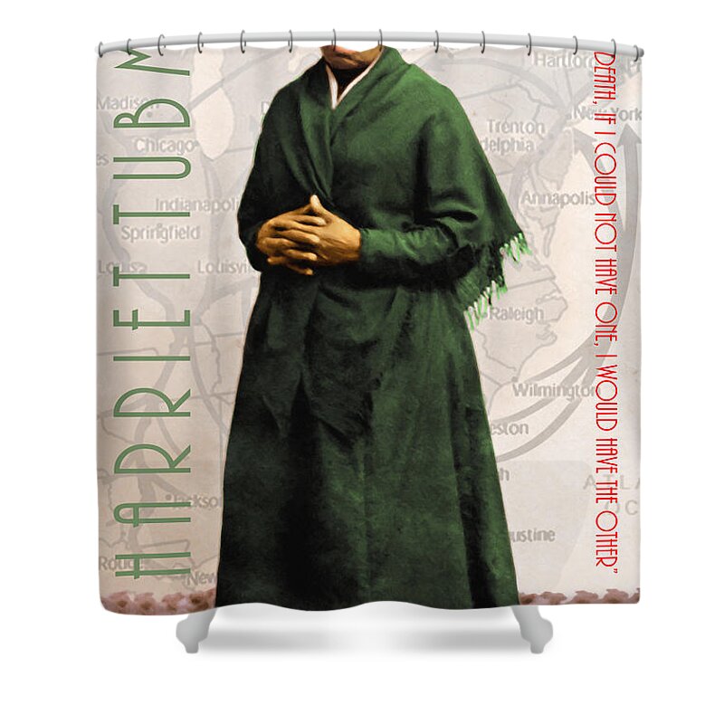 Wingsdomain Shower Curtain featuring the photograph Harriet Tubman The Underground Railroad 20140210v2 with text by Wingsdomain Art and Photography