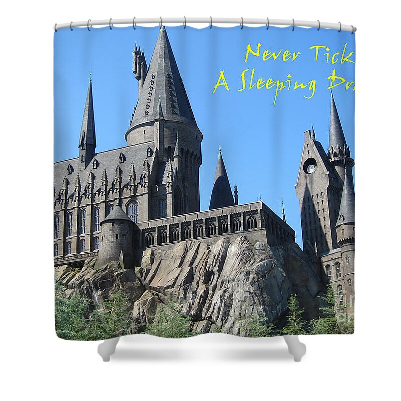 Harry Potter Shower Curtain featuring the photograph Hogwarts at Orlando, Florida by Marguerita Tan