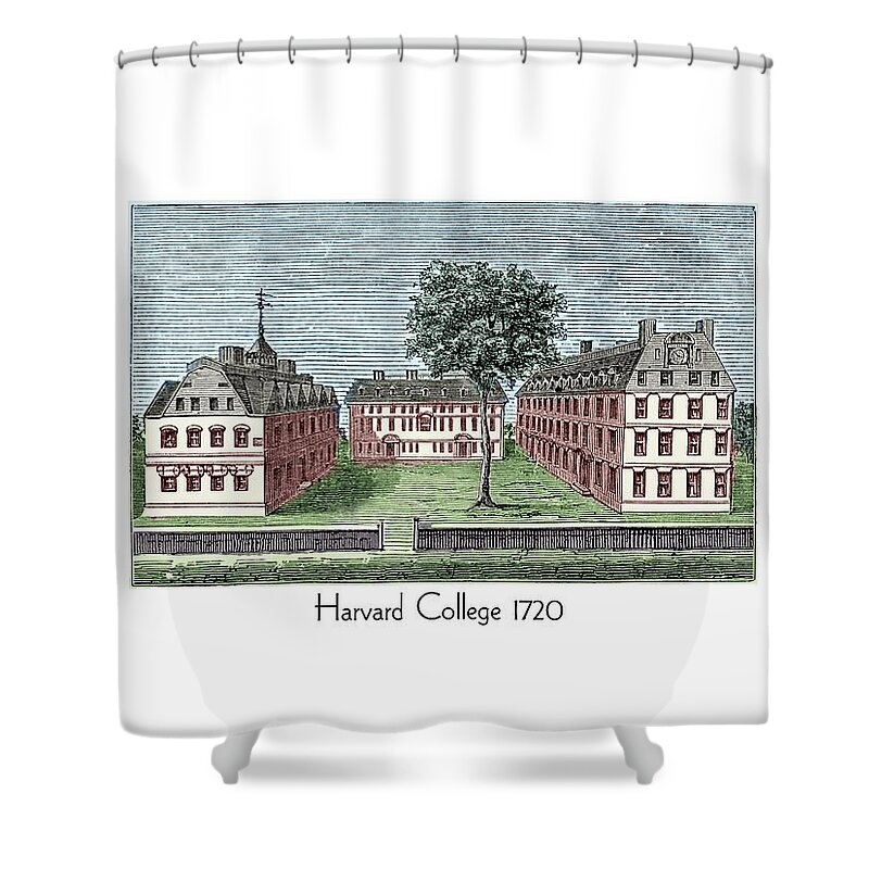 Harvard Shower Curtain featuring the digital art Harvard College - 1720 by John Madison